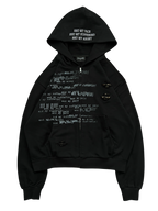 'the end" zip up black