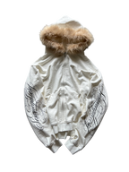 "signature II" fur hood zip up white