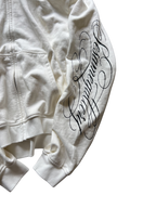 "signature II" fur hood zip up white