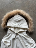 "signature II" fur hood zip up white
