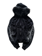 "signature II" fur hood zip up black