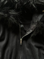 "signature II" fur hood zip up black