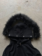 "signature II" fur hood zip up black